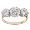 9ct Yellow Gold Cubic Zirconia Three Stone Ring
