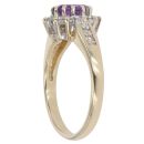 9ct Yellow Gold Amethyst and 0.35ct Diamond Cluster Ring