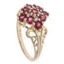 9ct Yellow Gold Pink Gemstone and 0.04ct Diamond Cluster Ring