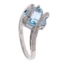 9ct White Gold Topaz and 0.05ct Diamond Single Stone Ring