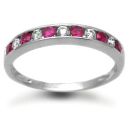 18 Carat White Gold Diamond-18pts Ruby-36pts Chan Set Half Eternity Ring
