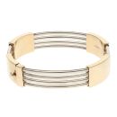 9ct Yellow and White Gold Four Row Hinged Bangle