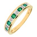 9ct Yellow Gold Emerald and Diamond Eternity Ring