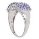 9ct White Gold Tanzanite Three Row Fancy Ring