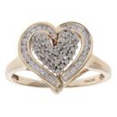 9ct Yellow Gold 0.30ct Brilliant Cut Diamond Heart Cluster Ring