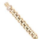 14ct Yellow Gold Monaco Curb Classic Cubic Zirconia Pave Lock Bracelet 8.5"