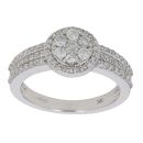 9ct White Gold 0.75ct Diamond Cluster Ring