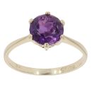 9ct Yellow Gold Amethyst Single Stone Ring