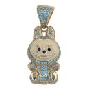 14ct Yellow Gold Blue Gemstone Bunny Pendant