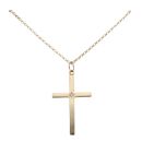 9ct Yellow Gold 0.10cts Diamond Cross Pendant And Chain 38"