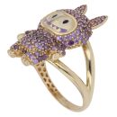 14ct Yellow Gold Purple Gemstone Bunny Ring