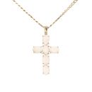 9ct Yellow Gold Moonstone Cross Pendant and Curb Chain 22"