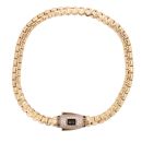 14ct Yellow Gold Monaco Cube Plain Pave Lock Bracelet 7.5"