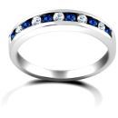 18 Carat White Gold Diamond-18pts Sapphire 36pts Chan Set Half Eternity Ring