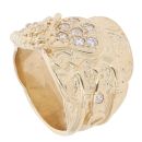 9ct Yellow Gold Cubic Zirconia Patterned Saddle Ring