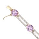 9ct Yellow Gold 0.05ct Diamond And Amethyst Bracelet 7"