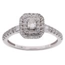 9ct White Gold 0.48ct Princess, Baguette And Brilliant Cut Diamond Cluster Ring
