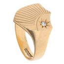 9ct Yellow Gold Cubic Zirconia Patterned Shield Signet Ring