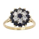 18ct Yellow Gold 0.35ct Diamond And Sapphire Cluster Ring