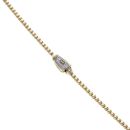 14ct Yellow Gold Monaco Beaded Cubic Zirconia Pave Lock Chain 18"