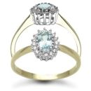 9 Carat Yellow Gold 12pts Diamond & Blue Topaz Ring
