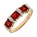 9ct Yellow Gold Garnet and Diamond Dress Ring