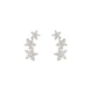 Sterling Silver Triple Star Cubic Zirconia Climber Stud Earrings