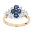18ct Yellow Gold 0.40ct Diamond and Sapphire Fancy Cluster Ring