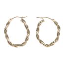 9ct Yellow Gold Twisted Oval Hoop Earrings