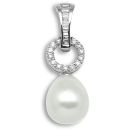 18 Carat White Gold 21pt Diamond Pearl Drop Pendant