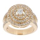 9ct Yellow Gold 1.18ct Diamond Halo Cluster Ring by Anya Belle