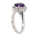 18ct White Gold 0.15ct Diamond And Amethyst Cluster Ring