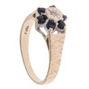 9ct Yellow Gold 0.01ct Diamond And Sapphire Cluster Ring