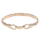 9ct Yellow, White And Rose Gold Hinged Bangle