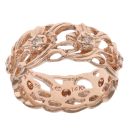 14ct Rose Gold 0.20ct Brilliant Cut Diamond Flower Patterned Ring