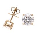 Lab Grown 9ct Yellow Gold 1.70ct Diamond Solitaire Stud Earrings