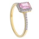 Gold Plated Silver Pink Gemstone And Cubic Zirconia Cluster Ring