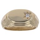 9ct Yellow Gold Cubic Zirconia Patterned Signet Ring