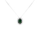 Silver Green Gemstone And Cubic Zirconia Cluster Pendant And Chain 18" By Icesia