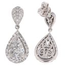 Platinum 1.42ct Pear Pie Cut Diamond Drop Earrings