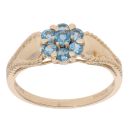 9ct Yellow Gold Blue Topaz Cluster Ring
