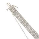 9ct White Gold 6.00ct Brilliant Cut Diamond Three Row Bracelet 6.5"