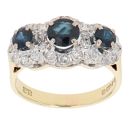 18ct Yellow Gold 0.25ct Diamond And Sapphire Triple Cluster Ring