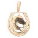 9ct Yellow Gold Horse and Horse Shoe Pendant