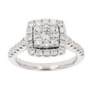 9ct White Gold 1.00ct Diamond Cluster Ring