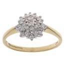 18ct Yellow Gold 0.20ct Brilliant Cut Diamond Cluster Ring