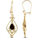 9ct Yellow Gold Garnet Drop Earrings