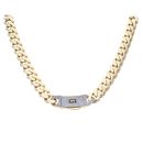 14ct Yellow Gold Monaco Classic Pave Lock Curb Chain 22"