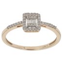 9ct Yellow Gold 0.25ct Baguette And Brilliant Cut Diamond Cluster Ring