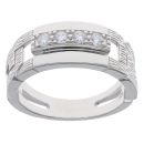 Silver Cubic Zirconia Fancy Curb Signet Ring by  Icesia